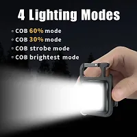 RNY COB Bright Mini Keychain Light, Small Led Flashlight USB Rechargeable, 4 Modes, 800 Lumens, Portable Pocket Lights with Folding Bracket Bottle Opener and Magnet-C(Pack of-1Pc)-thumb3