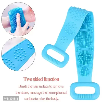 RNY Silicone Body Bath Brush, Easy to Clean, Lathers Well, Eco Friendly, Bath Belt Exfoliating Long Silicone Body Back Scrubber(Multicolor)- 2 pc-thumb2