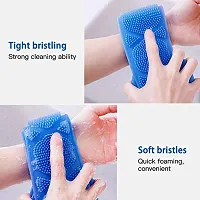 RNY Silicone Double Side Shower Exfoliating Belt Removes Bath Towel body scrubber belt Silicone Body Back Scrubber for bathing (Multi-Colours)- 2 pc-thumb2