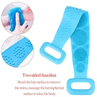 RNY Silicone Double Side Shower Exfoliating Belt Removes Bath Towel body scrubber belt Silicone Body Back Scrubber for bathing (Multi-Colours)- 2 pc-thumb1