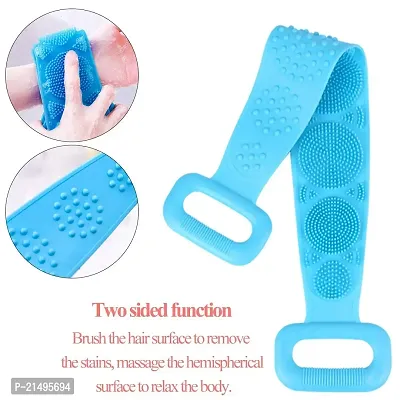 RNY Silicone Double Side Shower Exfoliating Belt Removes Bath Towel body scrubber belt Silicone Body Back Scrubber for bathing (Multi-Colours)- 2 pc-thumb2