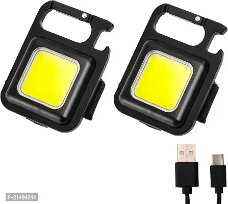 RNY COB Keychain Light,Rechargeable Led Small Flashlight 800 Lumens Bright 4 Light Modes Pocket Emergency Work Light Magnet Base-MG(Black-Pack 2)