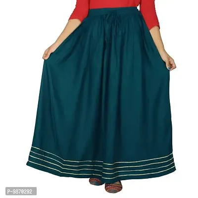 Vanya Long Designer Skirt for Women Gota Lase (Free-Size) (Dark Green)-thumb0
