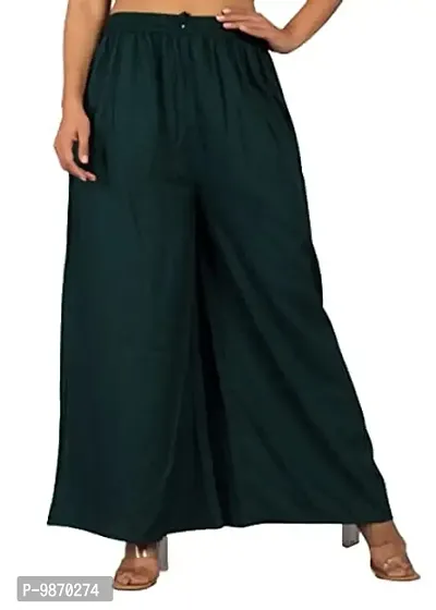 Vanya Plus Size Palazzo Trousers for Women (3XL, 4XL and 5XL) (3XL, Dark Green)