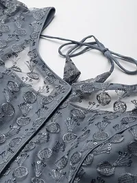 Shopgarb Classc Readymade Sequence Grey Blouse for Women Saree Blouse-thumb3