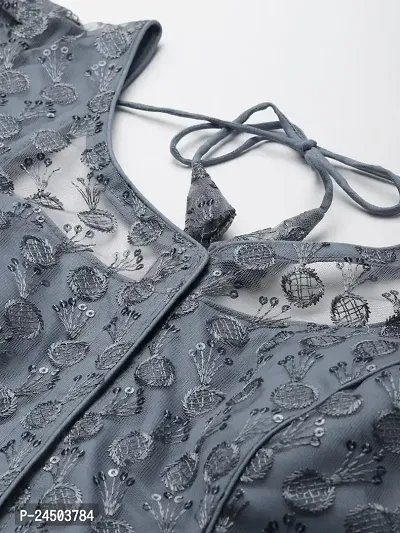 Shopgarb Classc Readymade Sequence Grey Blouse for Women Saree Blouse-thumb4