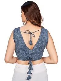 Shopgarb Designer Readymade Blouse for Women Chikankari Embroidery  Sequence Georgette Saree Blouse (Grey)-thumb2