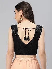 Shopgarb Designer Readymade Sequence Net Black Blouse for Women Saree Blouse-thumb2