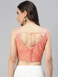 Shopgarb Designer Readymade Sequence Net Peach Blouse for Women Saree Blouse-thumb2