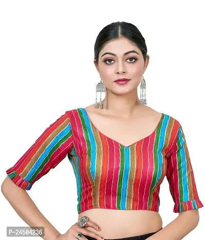 Shopgarb Designer Saree Blouse for Women Readymade Fancy Blouse in Multi Thread Printed Work for Casual Use (Red  Multi)