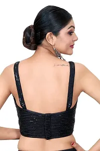 Shopgarb Designer Readymade Blouse for Women Sequence Georgette Saree Blouse (Black)-thumb1