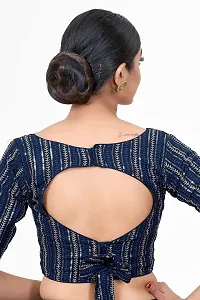 Shopgarb Designer Readymade Saree Blouse for Women Blouse in Embroidery  Sequence Work (Navy Blue)-thumb3