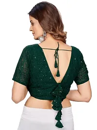 Shopgarb Green Embroidered Chikankari Saree Blouse-thumb2