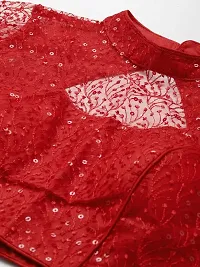 Shopgarb Readymade Sequence Red Net Blouse for Women Saree Blouse-thumb3