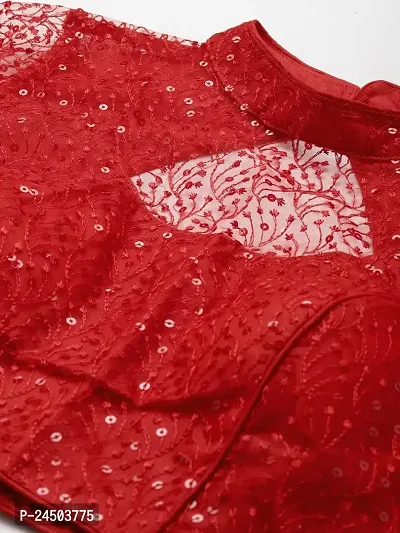 Shopgarb Readymade Sequence Red Net Blouse for Women Saree Blouse-thumb4