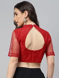 Shopgarb Readymade Sequence Red Net Blouse for Women Saree Blouse-thumb2