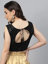 Shopgarb Readymade Sequence Net Black Blouse for Women Saree Blouse-thumb2