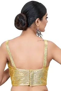 Shopgarb Designer Readymade Blouse for Women Sequence Georgette Saree Blouse (Golden)-thumb2