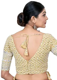 Shopgarb Designer Saree Blouse for Women Readymade Fancy Blouse in Embroidery  Sequence Work for Wedding (Beige)-thumb2