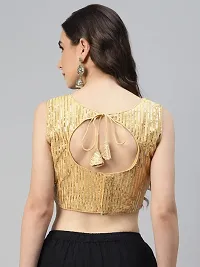 Shopgarb Readymade Sequence Net Golden Blouse for Women Saree Blouse-thumb2