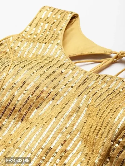 Shopgarb Readymade Sequence Net Golden Blouse for Women Saree Blouse-thumb4