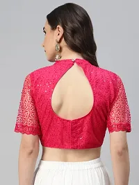 Shopgarb Readymade Sequence Pink Net Blouse for Women Saree Blouse-thumb2