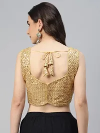 Shopgarb Fancy Readymade Sequence Net Golden Blouse for Women Saree Blouse-thumb1