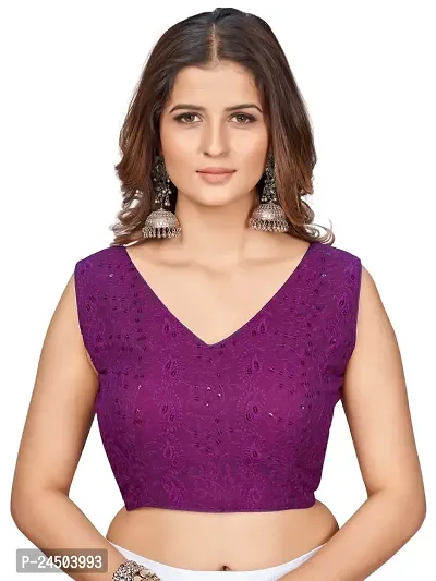 Shopgarb Designer Readymade Blouse for Women Chikankari Embroidery  Sequence Georgette Saree Blouse (Purple)