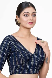 Shopgarb Designer Readymade Saree Blouse for Women Blouse in Embroidery  Sequence Work (Navy Blue)-thumb2