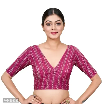 Shopgarb Designer Readymade Saree Blouse for Women Blouse in Embroidery  Sequence Work (Magenta)