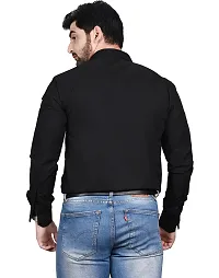 Stylish Black Cotton Solid Long Sleeve Shirt For Men-thumb1