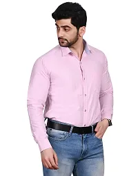 Stylish Pink Cotton Solid Long Sleeve Shirt For Men-thumb1
