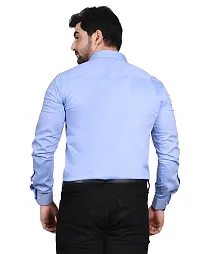 Stylish Blue Cotton Solid Long Sleeve Shirt For Men-thumb1