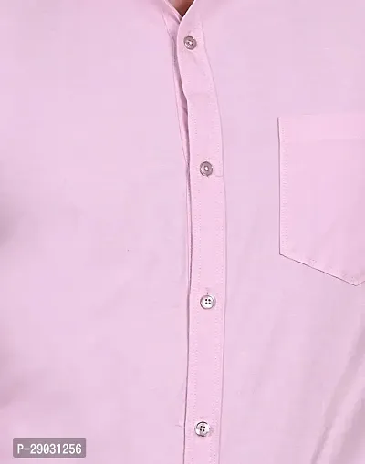 Stylish Pink Cotton Solid Long Sleeve Shirt For Men-thumb4