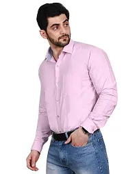 Stylish Pink Cotton Solid Long Sleeve Shirt For Men-thumb2