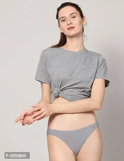 AshleyandAlvis Grey Micro Modal Anti Bacterial Skinny Soft Bikini-No Itching Sweat Proof Double In-seam Gusset Panties For Women- Pack Of 1-thumb0