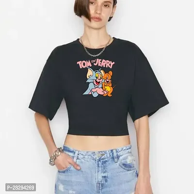 Women Cotton Tom And Jerry Printed T-Shirt-thumb0