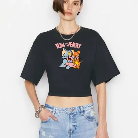 Women Cotton Tom And Jerry Printed T-Shirt