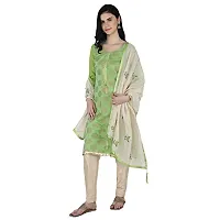 Shree Villa Women's Chanderi Silk Jacquard Unstiched Dress Material With Embroider Work Dupatta (XXL Dress Material) (Green)-thumb1