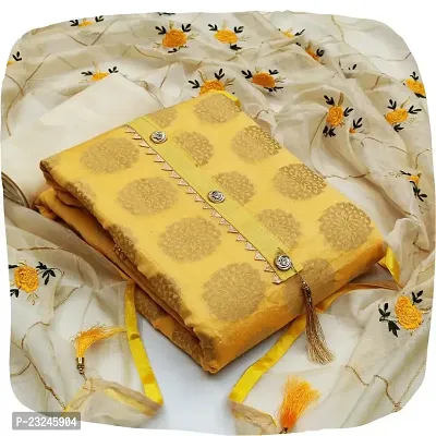 Shree Villa Women's Cotton Jacquard Un-Stitched Dress Material (Yellow 1)