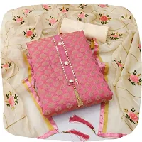 Shree Villa Women's Cotton Jacquard Un-Stitched Dress Material (Pink 8)-thumb1