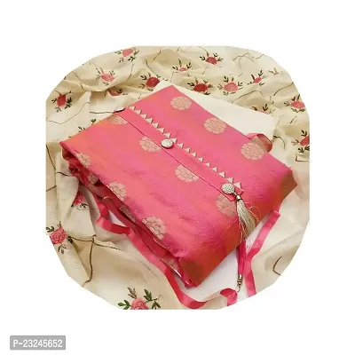 KrishnaEnterprise Women Cotton Silk Salwar Suit Material (Embroidery Work TT-2_C Pink_Free Size)