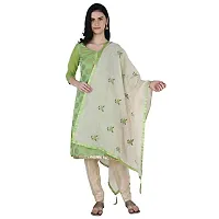 Shree Villa Women's Chanderi Silk Jacquard Unstiched Dress Material With Embroider Work Dupatta (XXL Dress Material) (Green)-thumb3