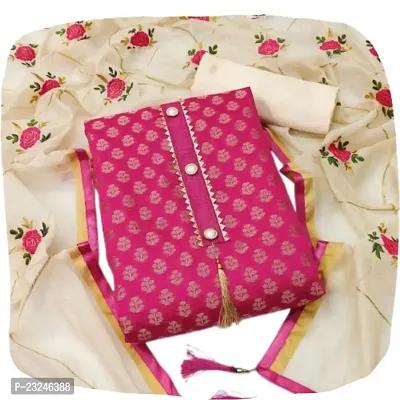 Shree Villa Women's Cotton Jacquard Un-Stitched Dress Material (Rani 11)