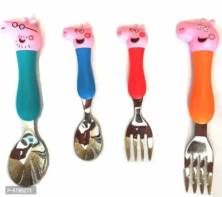Kids Cartoon Spoon Set (2 Spoons, 2 forks)