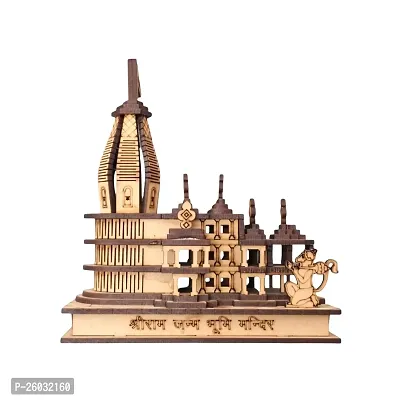 Designed Shuchi Essentials Handcrafted Wooden Shri Ram Ayodhya Mandir Model - Spiritual Home Decor, Natural Wood Finish, 3D Design