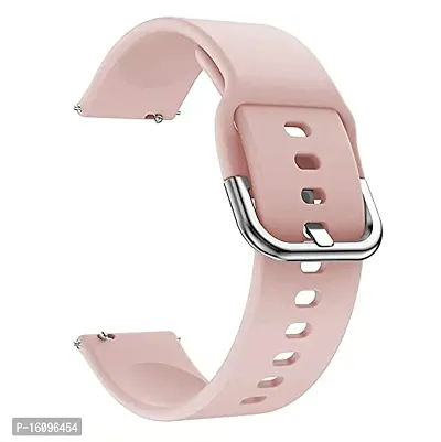 Silicone 19mm Replacement Band Strap with Metal Buckle Compatible with Noise Colorfit Pro 2, Storm Smart Watch And Watches with 19mm Lugs (Pink)-thumb0