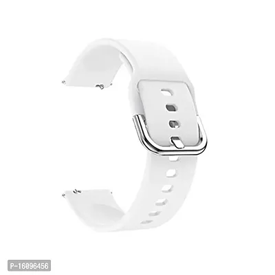 Silicone 19mm Replacement Band Strap with Metal Buckle Compatible with Noise Colorfit Pro 2 , Storm Smart Watch And Watches with 19mm Lugs (White)-thumb0