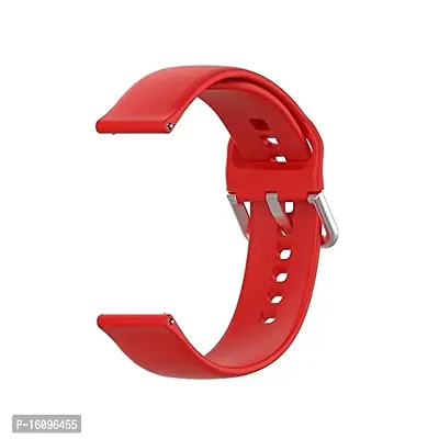 Silicone 19mm Replacement Band Strap with Metal Buckle Compatible with Noise Colorfit Pro 2 , Storm Smart Watch And Watches with 19mm Lugs (Red)-thumb0