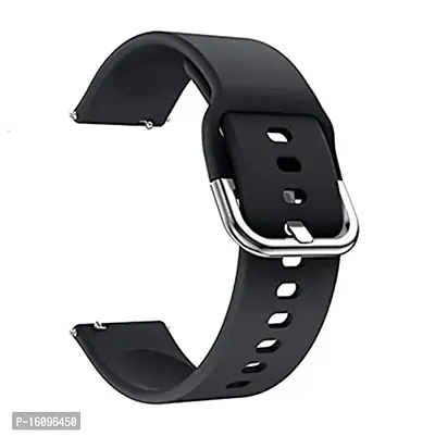 Silicone 19mm Replacement Band Strap with Metal Buckle Compatible with Noise Colorfit Pro 2 , Storm Smart Watch And Watches with 19mm Lugs (Black)-thumb0